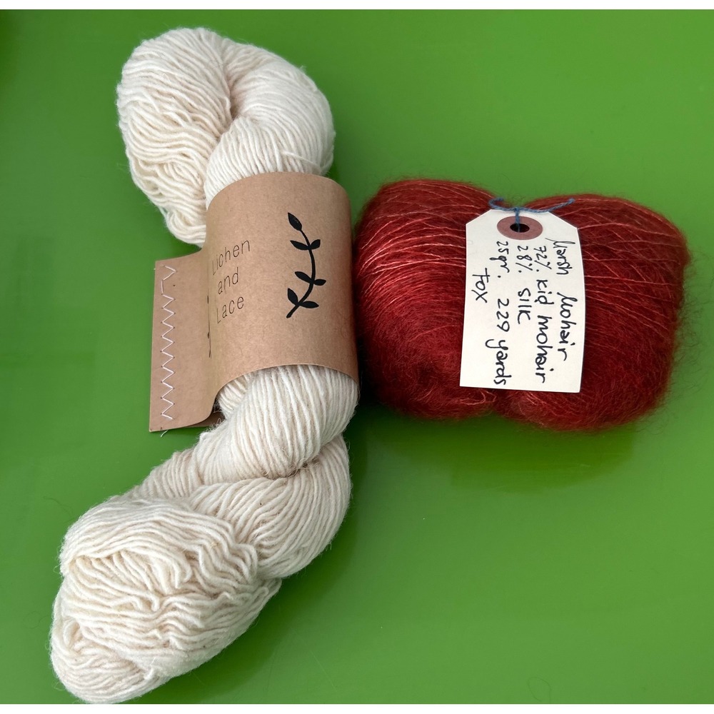 Lichen & Lace Yarn Bundle Rustic Heather Sport Snow & Marsh Mohair Fox 2 Skeins
